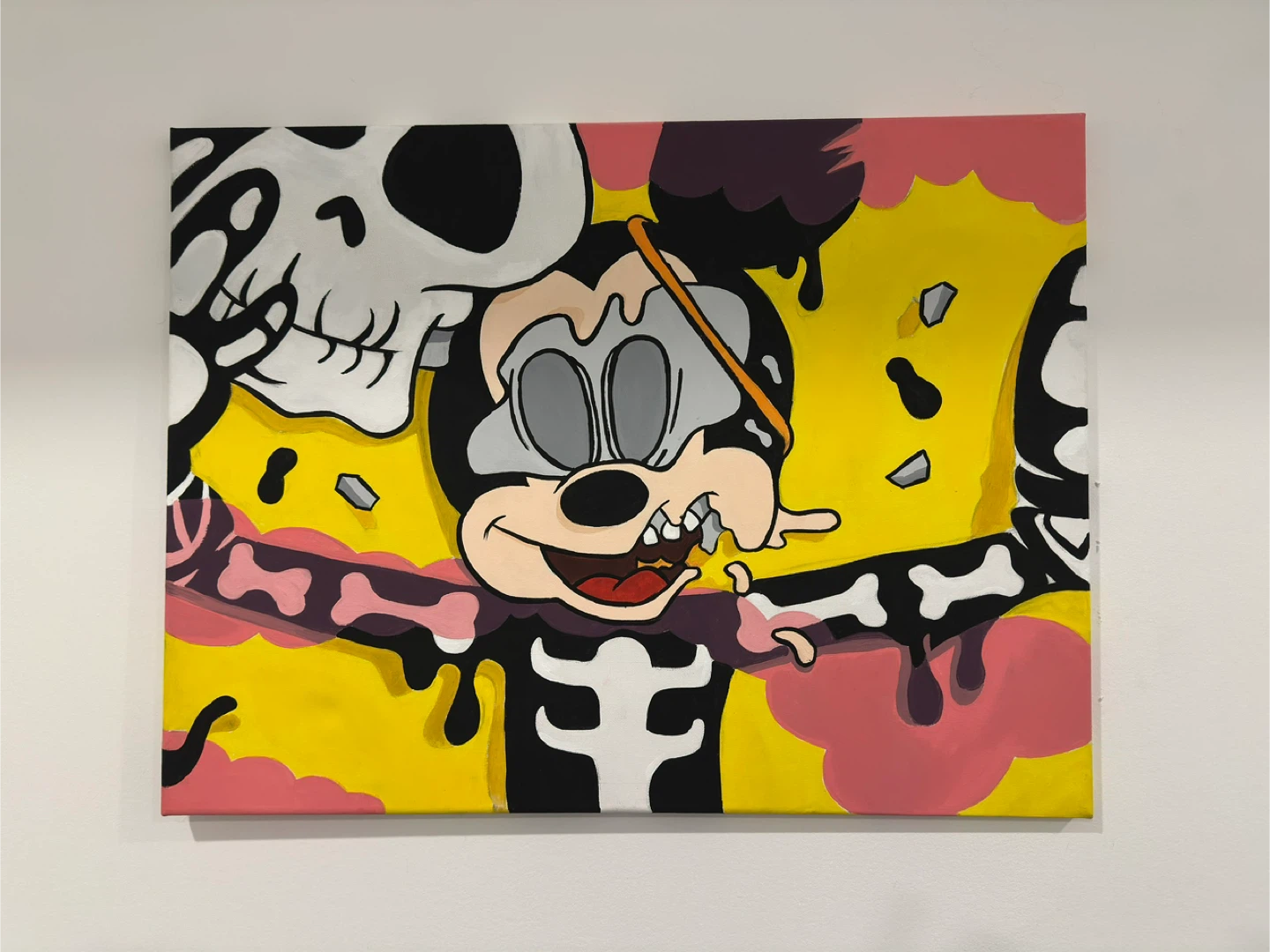Mickey Mouse Skull Skeleton Art Painting