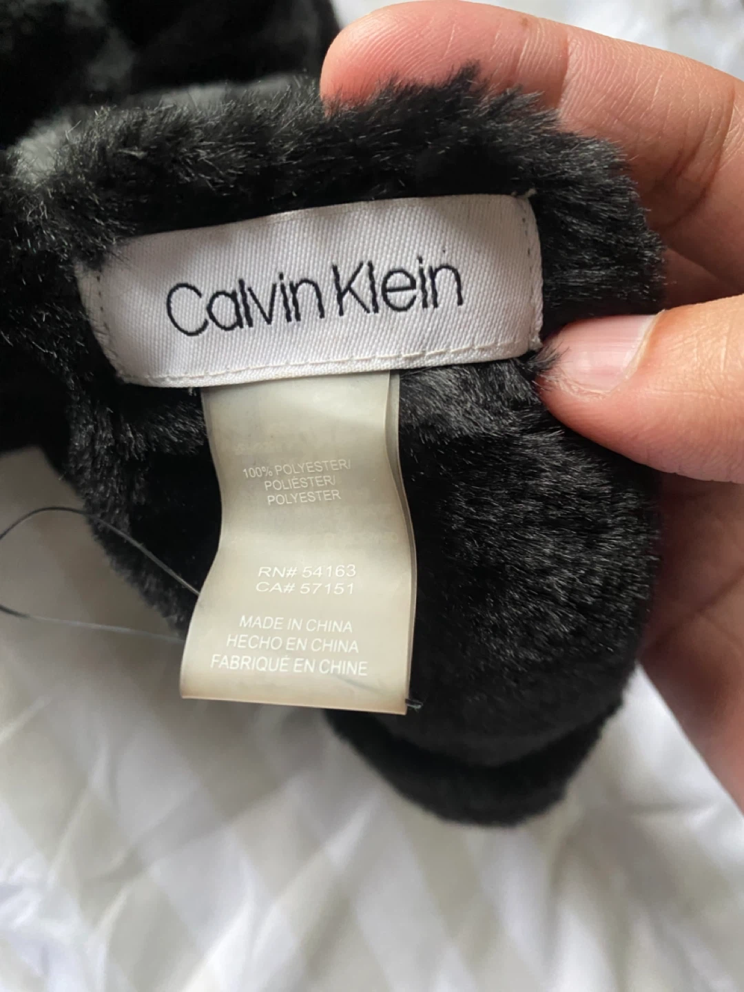 Calvin Klein Black Faux Fur Scarf