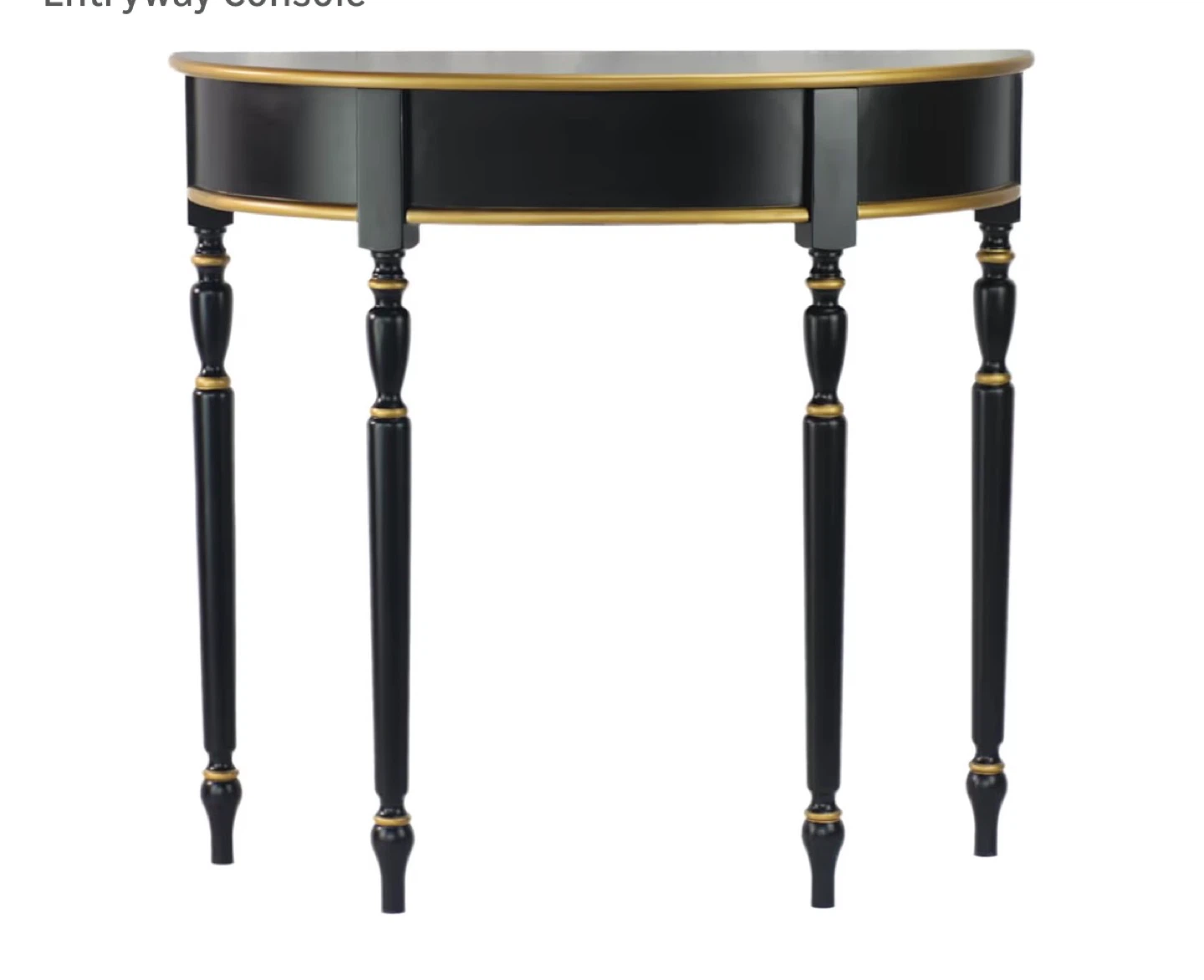 Black Half Moon Console Table with Gold Trim - photo 5