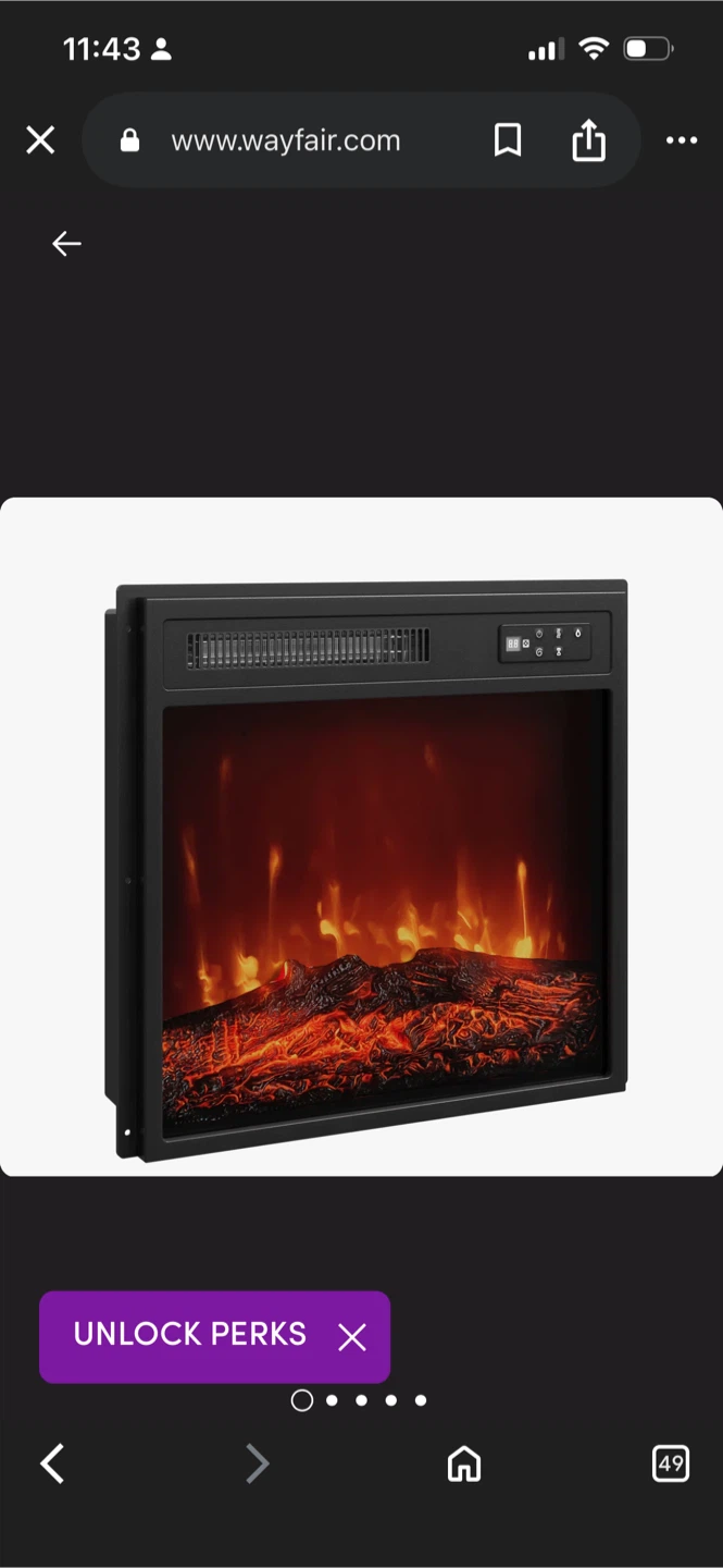 New 18'' Electric Fireplace With 7 Colorful Flames