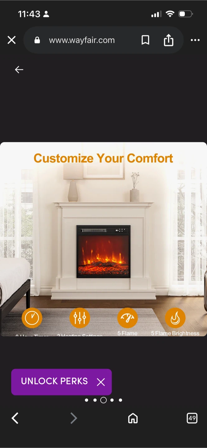 New 18'' Electric Fireplace With 7 Colorful Flames - photo 4