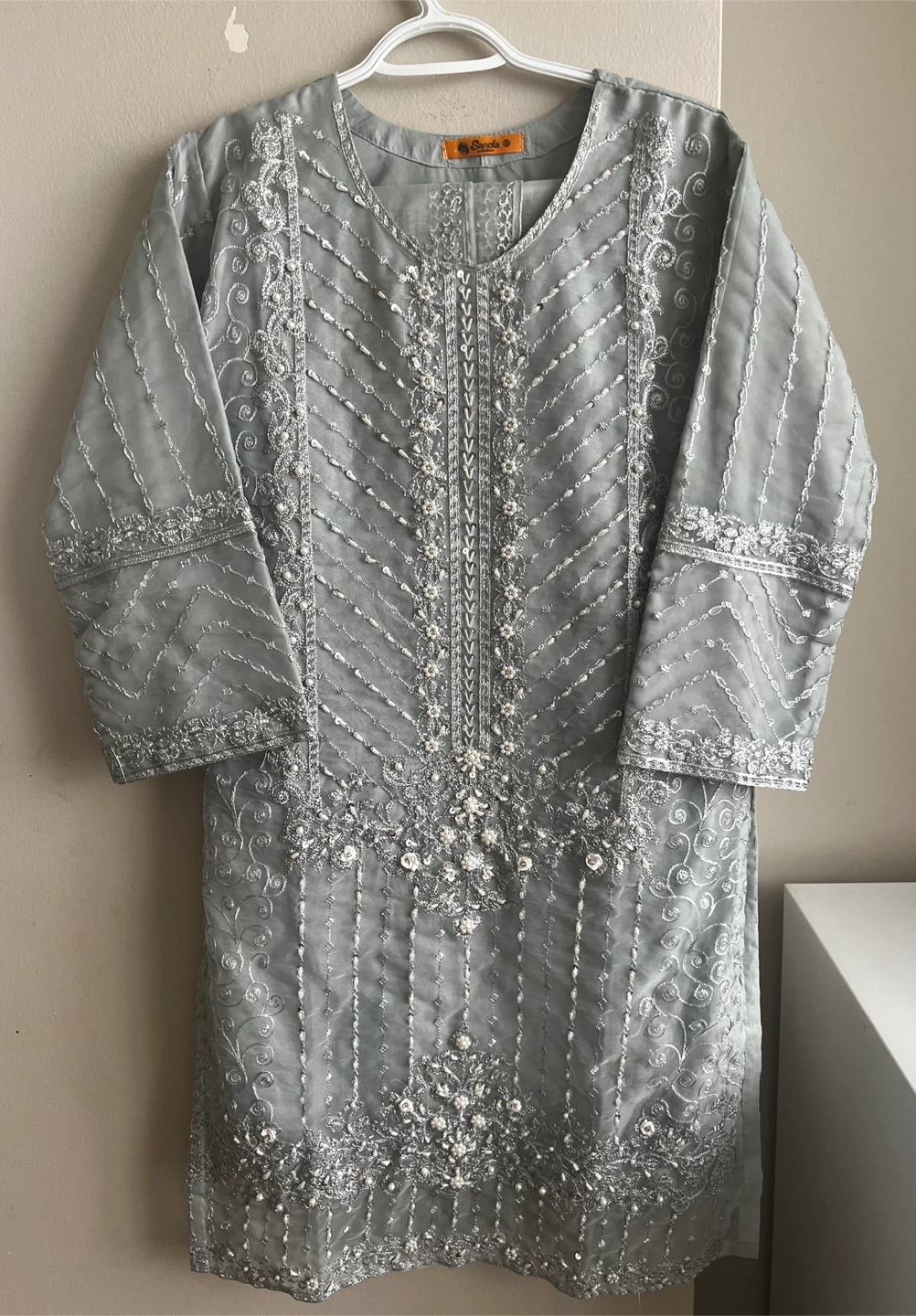 Grey Embroidered suit ( Size : S )