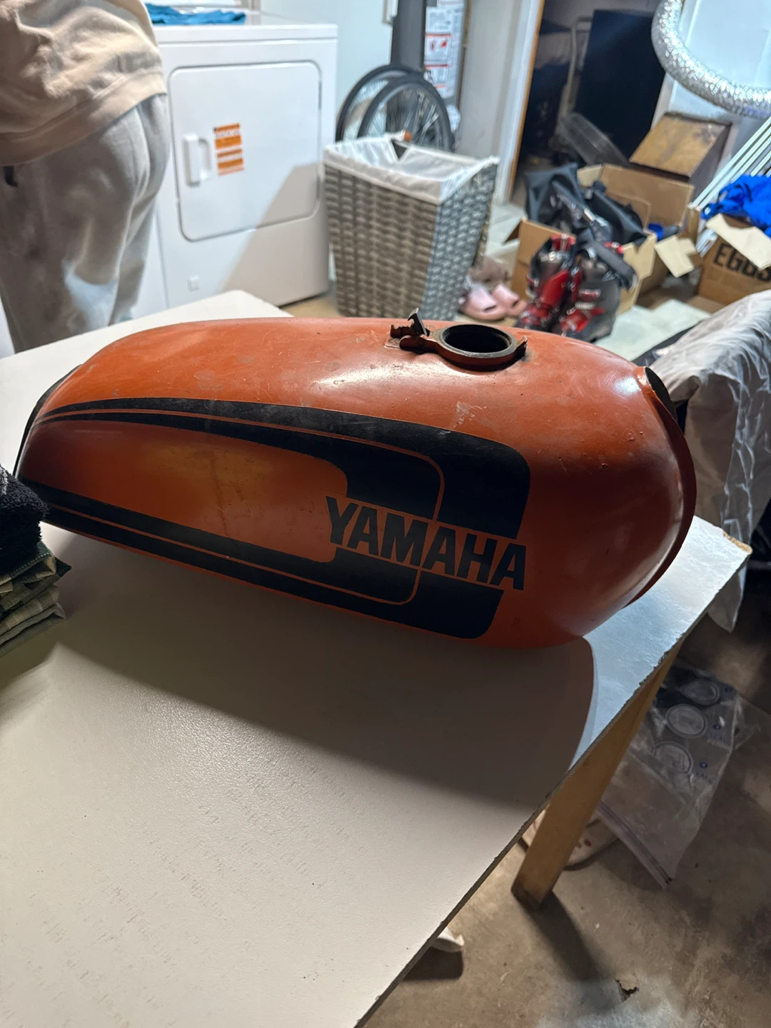 Orange Yamaha Motorcycle Gas Tank
