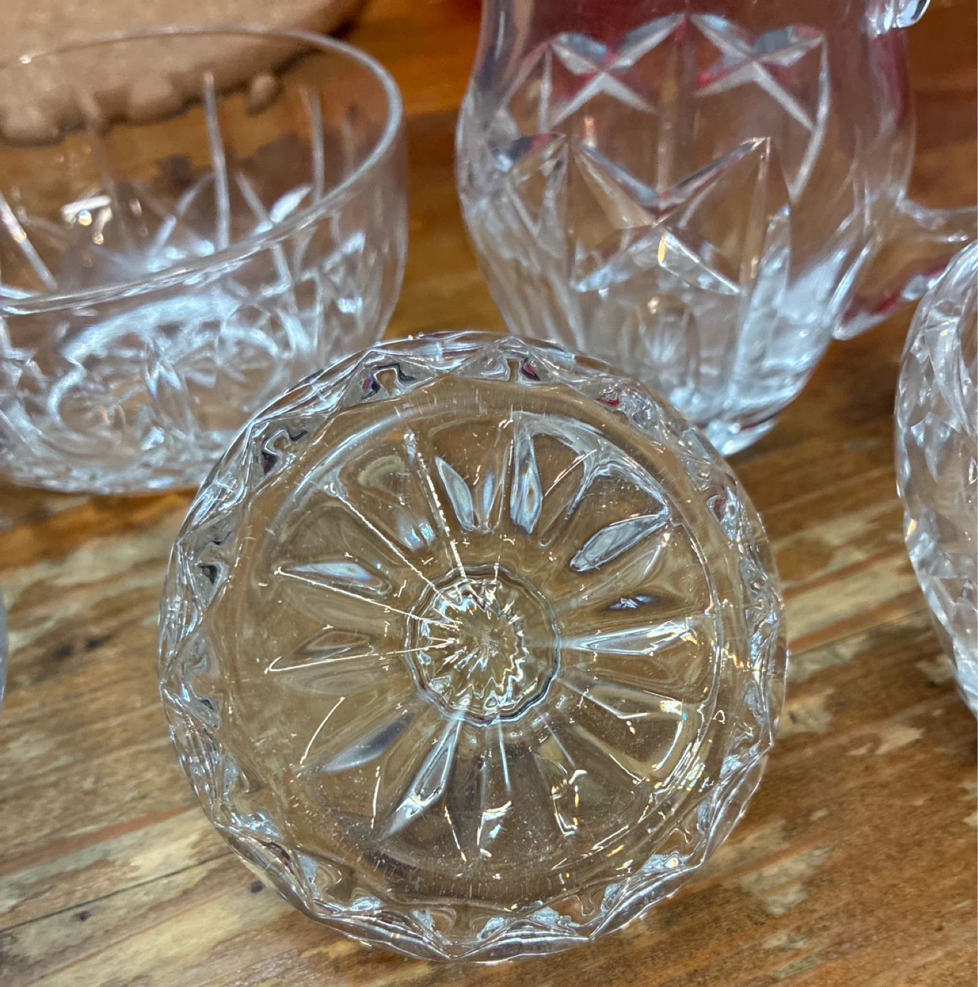Vintage 5 piece Crystal Glassware Set Serving Bowls and Pitcher - photo 2