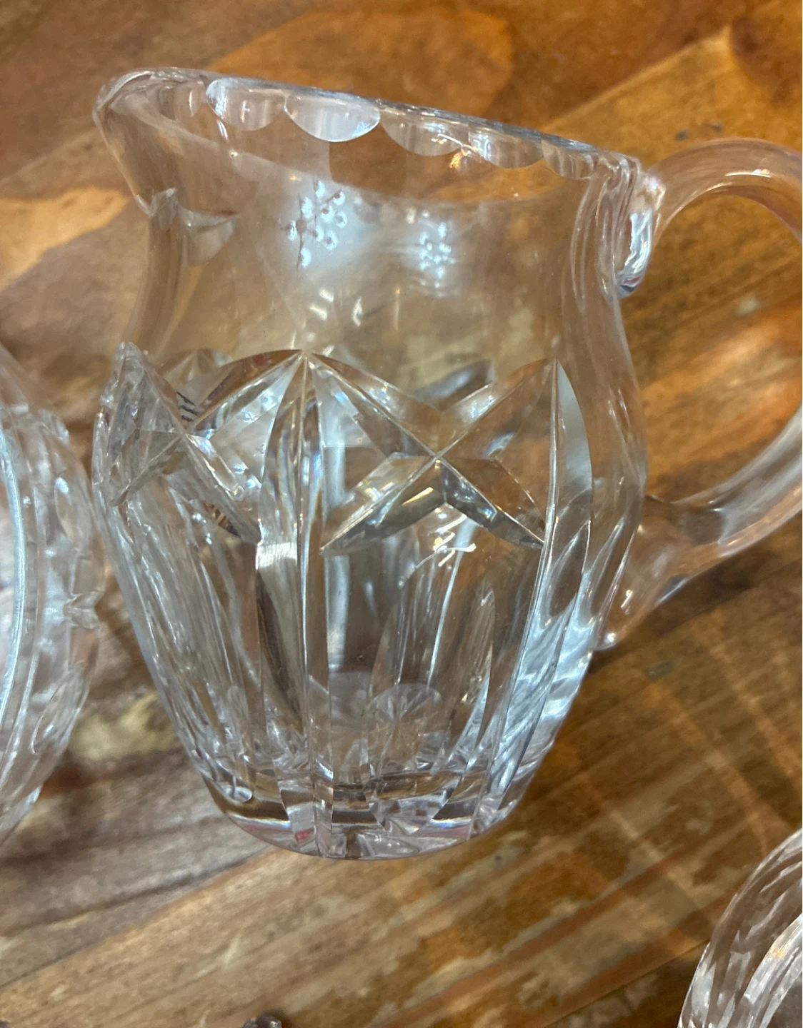 Vintage 5 piece Crystal Glassware Set Serving Bowls and Pitcher - photo 4