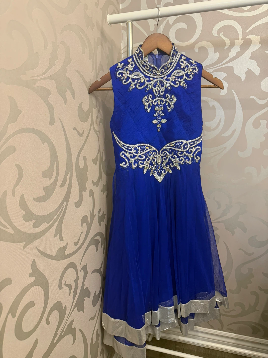 Girls Blue Embellished Kurti with Pants and dupatta