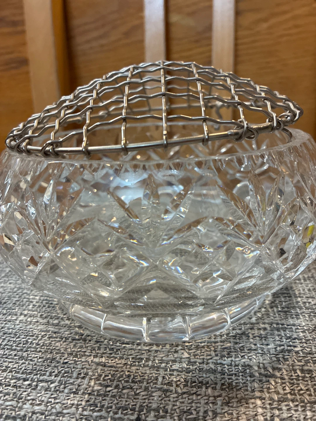 Vintage Crystal Rose Bowl with Metal Frogs - photo 2