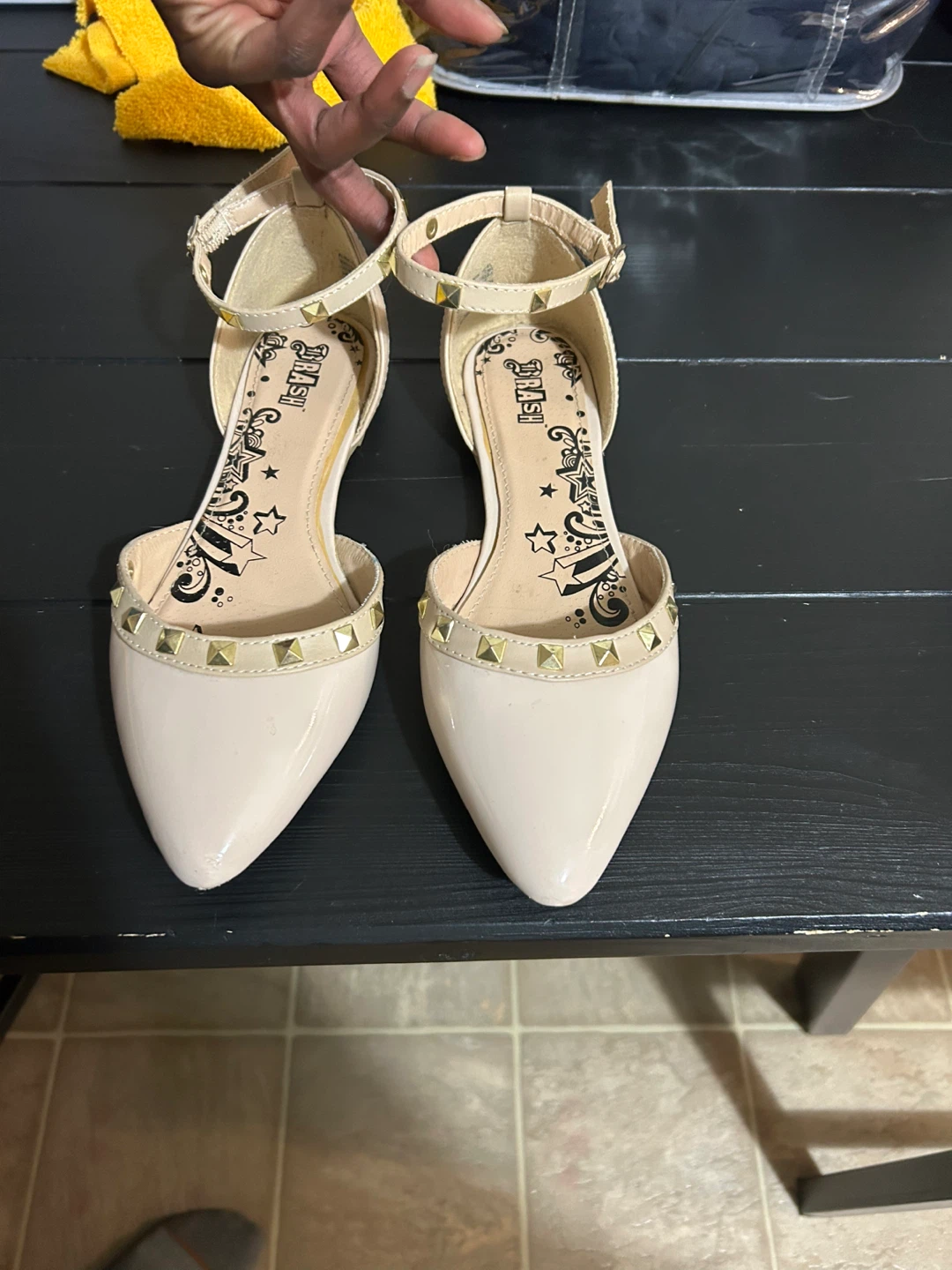 DSW Beige Studded Ballet Flats Women's Size 8.5