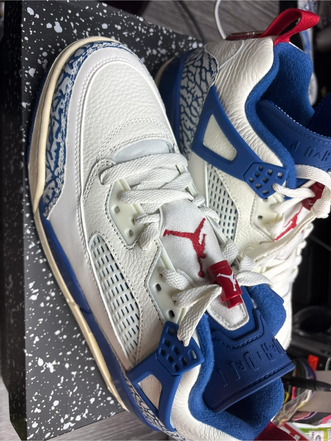 Brand New Jordan Spizike Low Storm Blue-Varsity Red Sneakers - photo 3