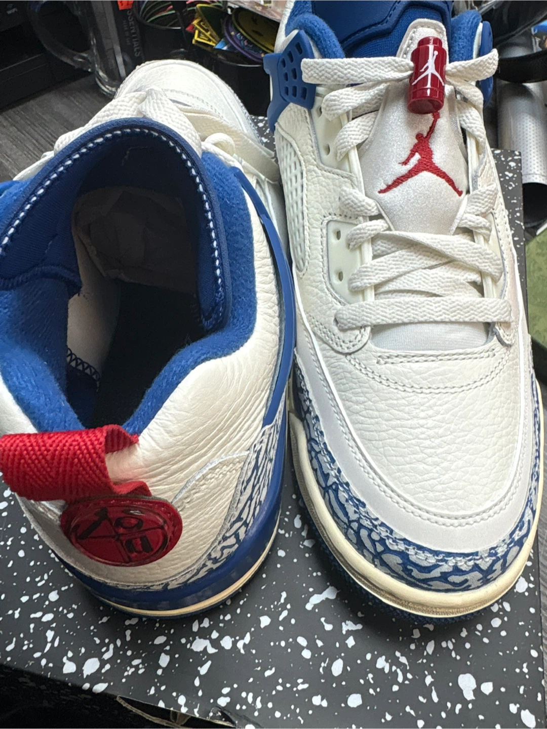 Brand New Jordan Spizike Low Storm Blue-Varsity Red Sneakers - photo 2