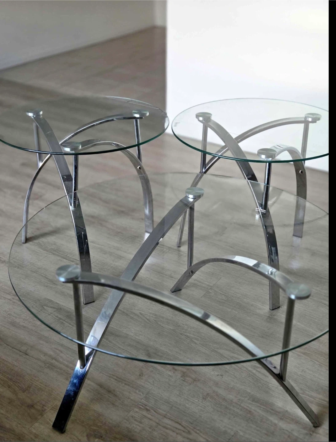 Glass and Chrome Nesting Tables (Set of 2)