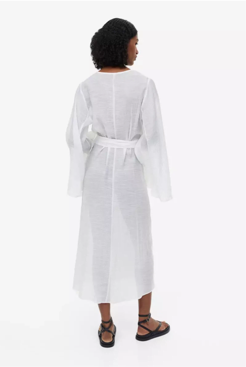 Long Semi-Sheer Wrap Dress - photo 2