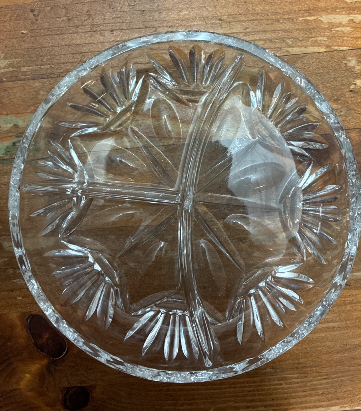 Vintage Crystal Glass Creamer Pitcher and Relish Dish Set - photo 2