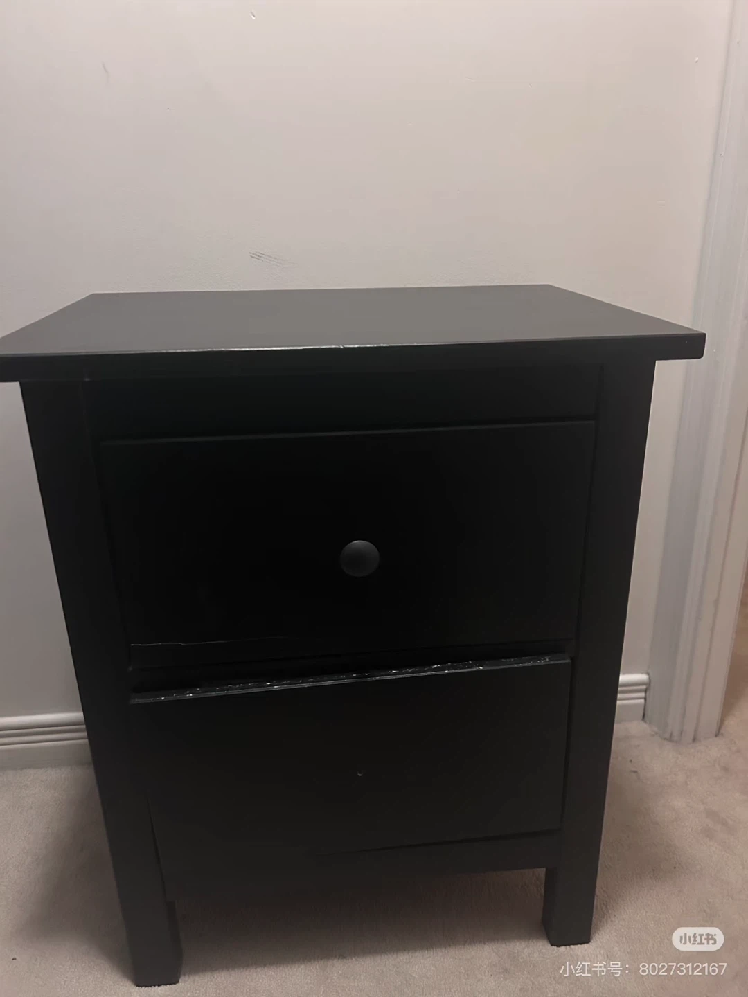 Black 2-Drawer Nightstand