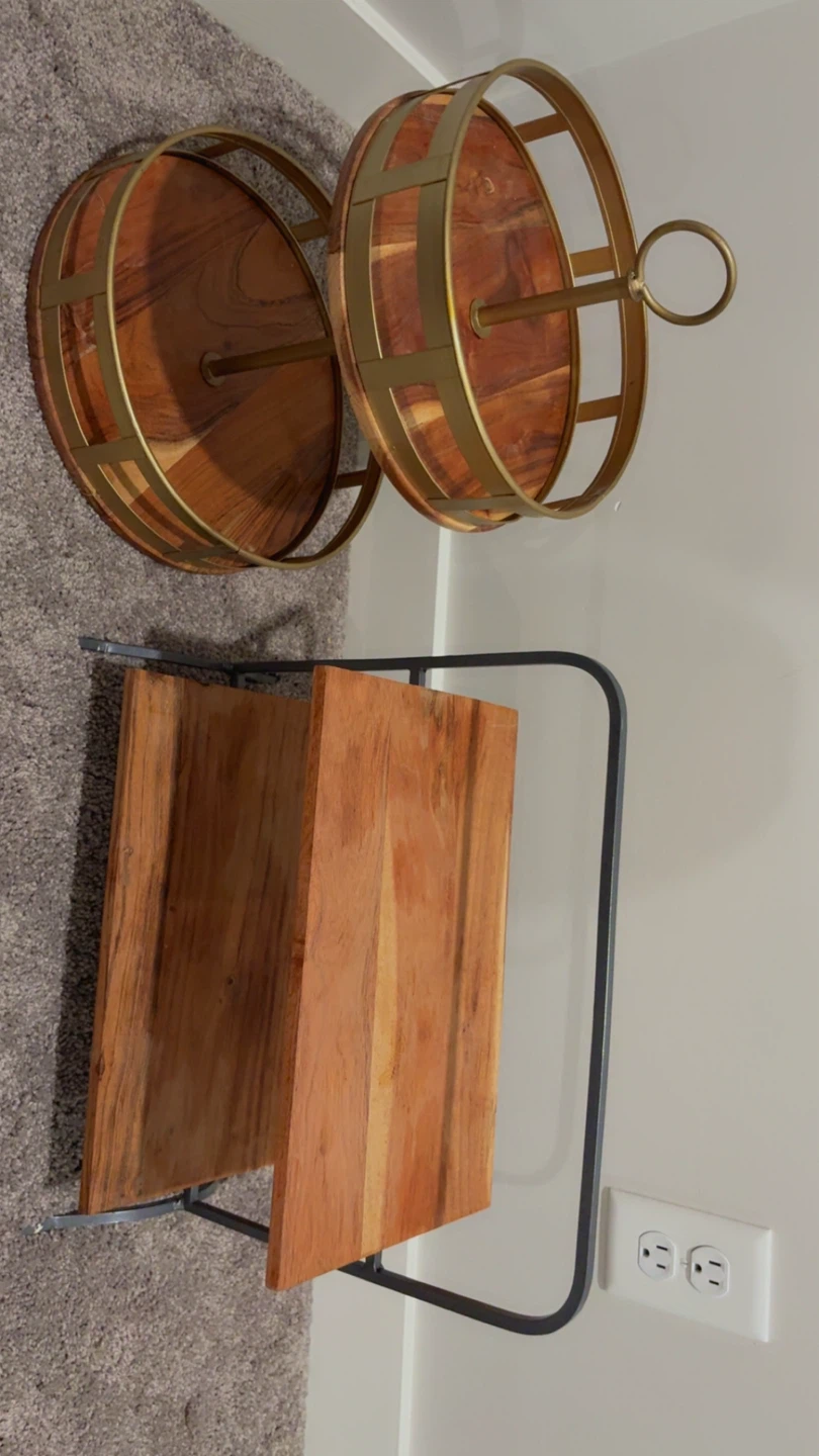 2-Tier Wooden Tiered Tray Stand