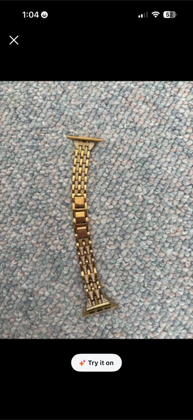 Gold Metal Watch Band with Rhinestones