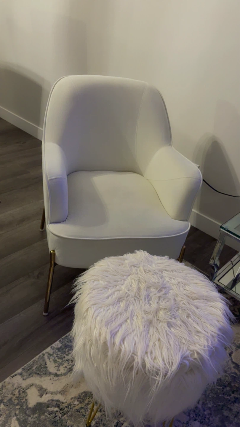 White Accent Chair with Ottoman