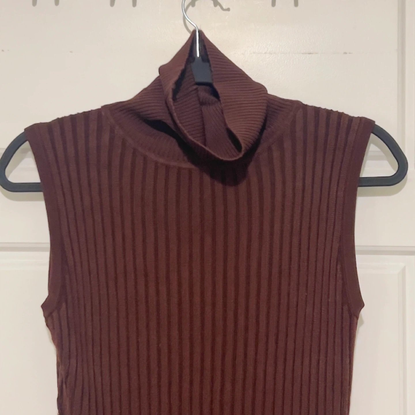 Sleeveless Turtleneck Top -  Dark Chocolate Brown - photo 5