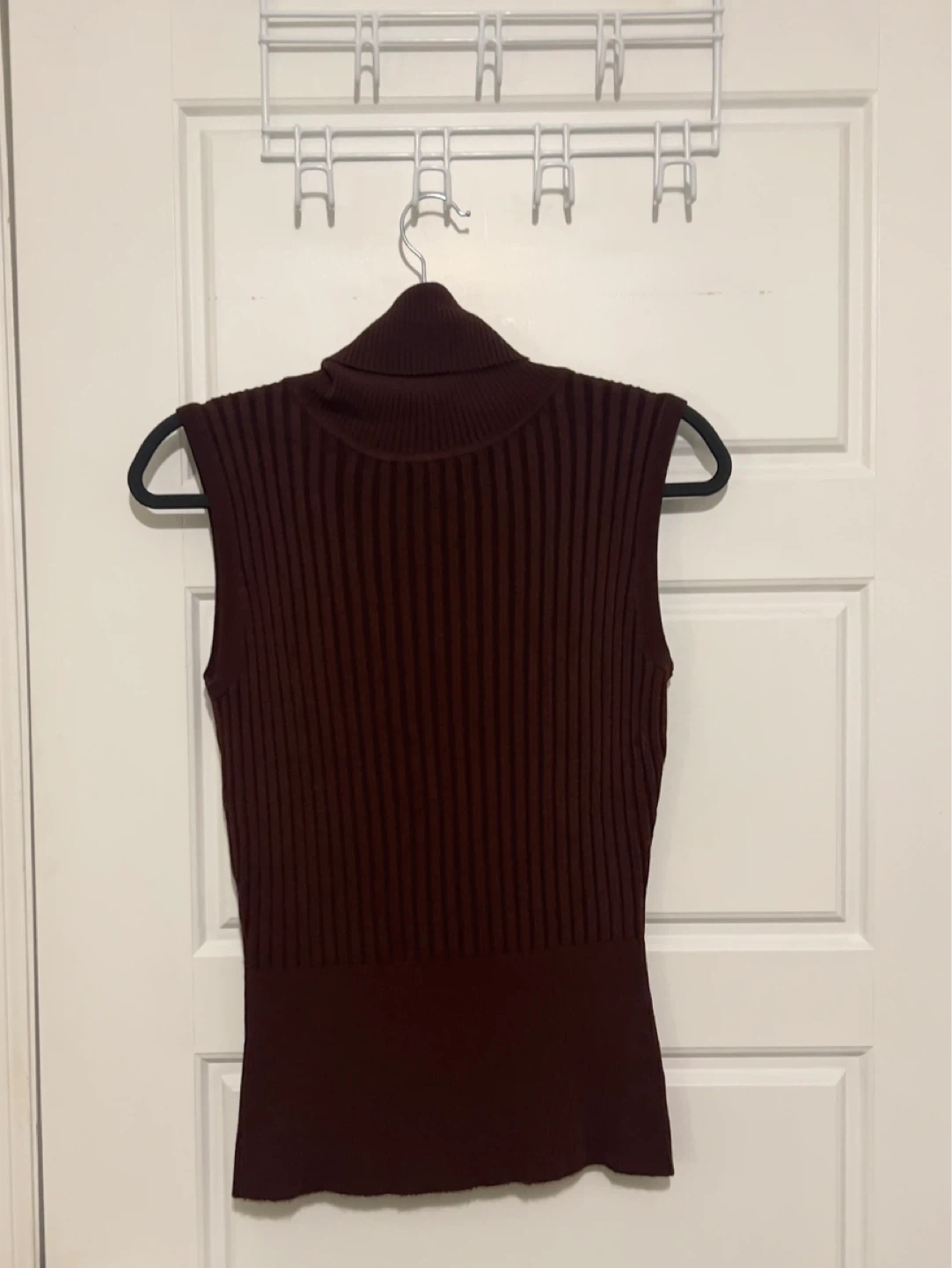Sleeveless Turtleneck Top -  Dark Chocolate Brown - photo 2