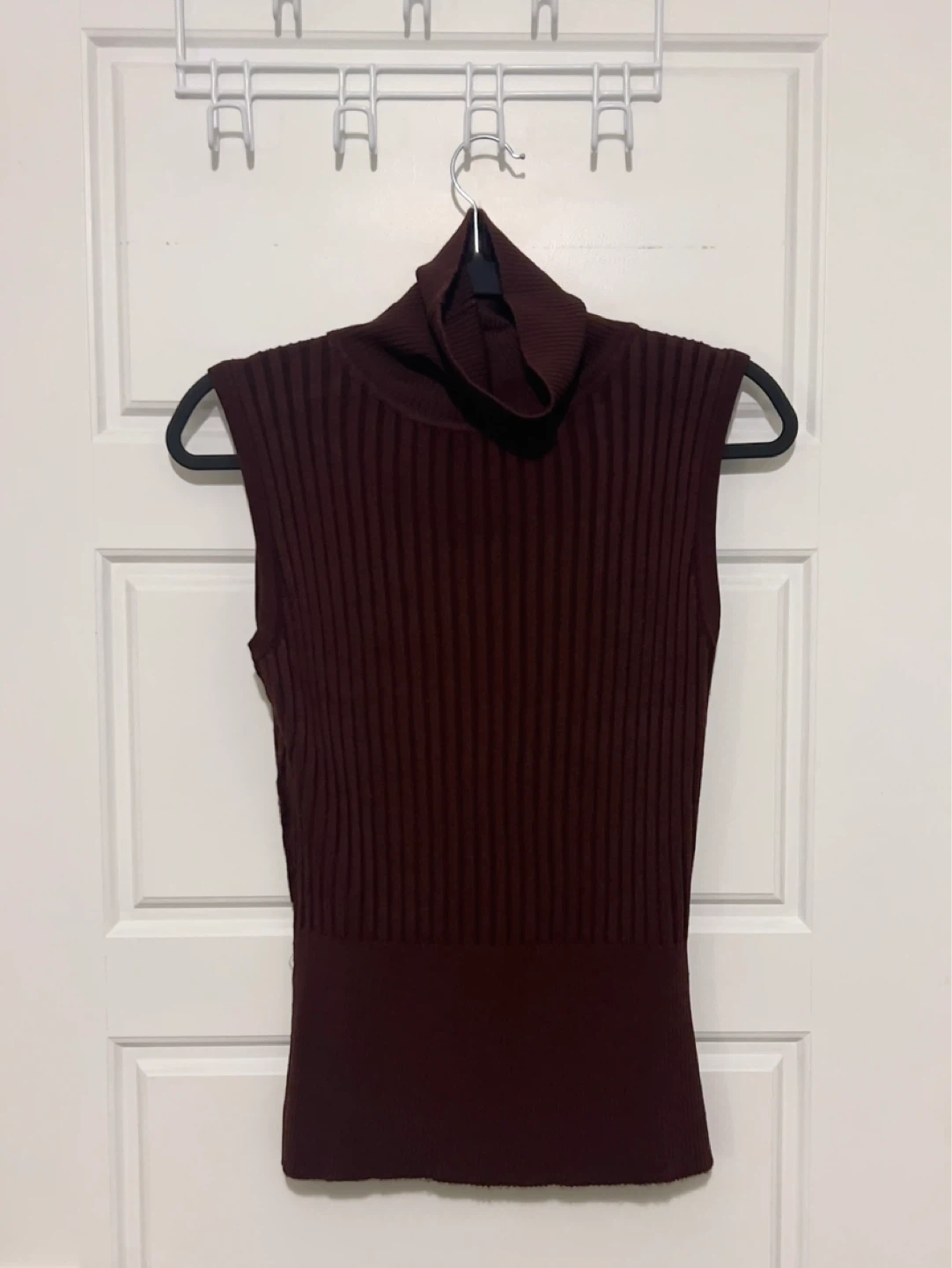 Sleeveless Turtleneck Top -  Dark Chocolate Brown - photo 3