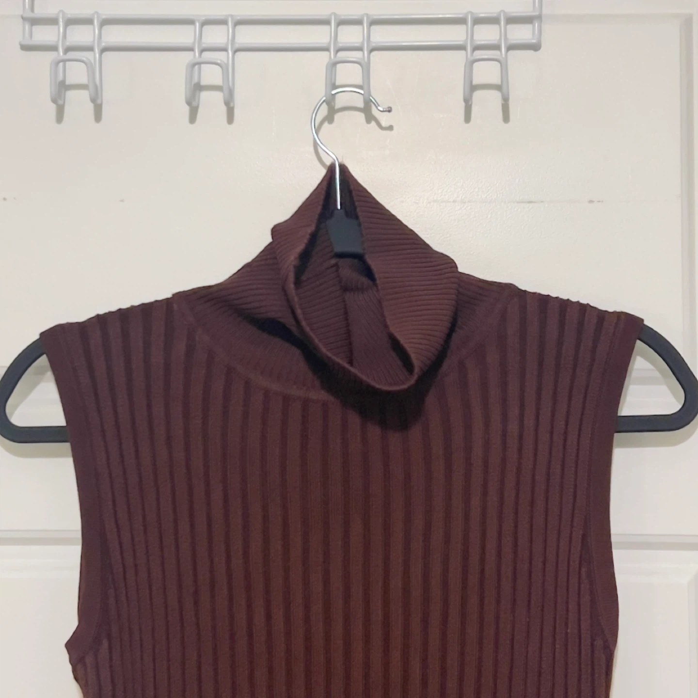 Sleeveless Turtleneck Top -  Dark Chocolate Brown - photo 4