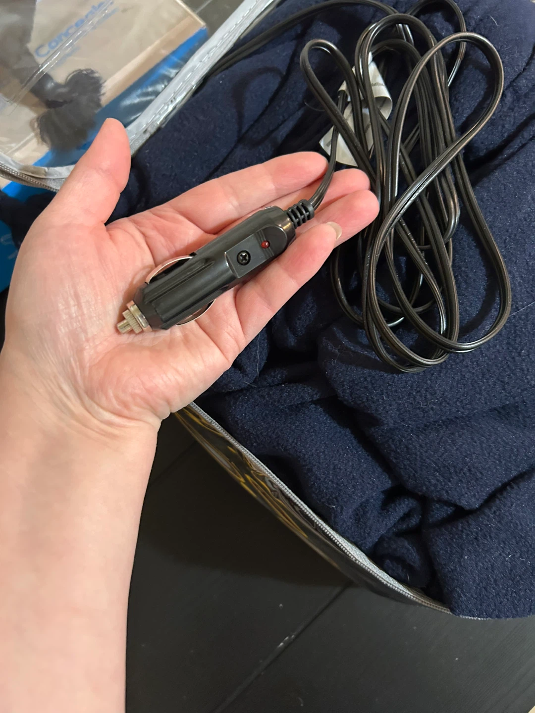 Navy Blue Heated Blanket with Car Adapter 🏆