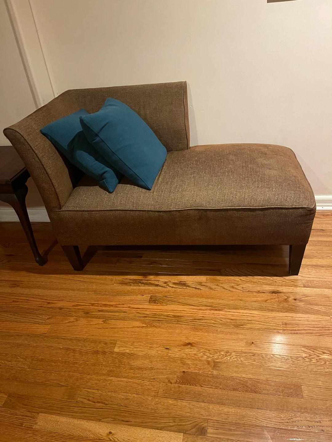 Brown Chaise Lounge with Teal Pillows - photo 2