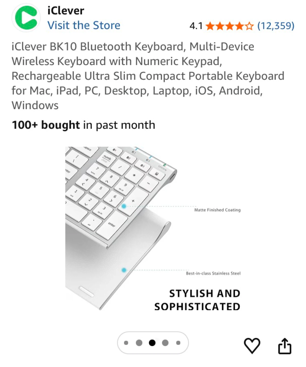 iClever BK10 Wireless Bluetooth Keyboard with Numeric Keypad - photo 4