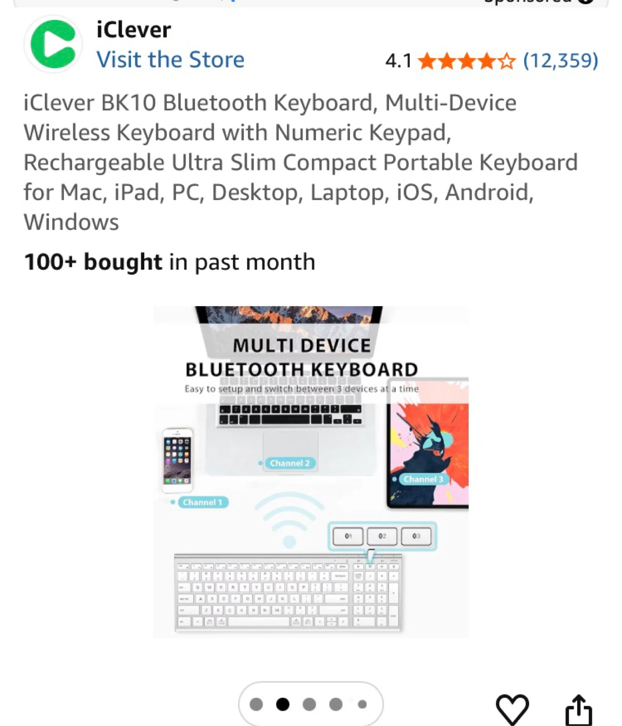 iClever BK10 Wireless Bluetooth Keyboard with Numeric Keypad - photo 3