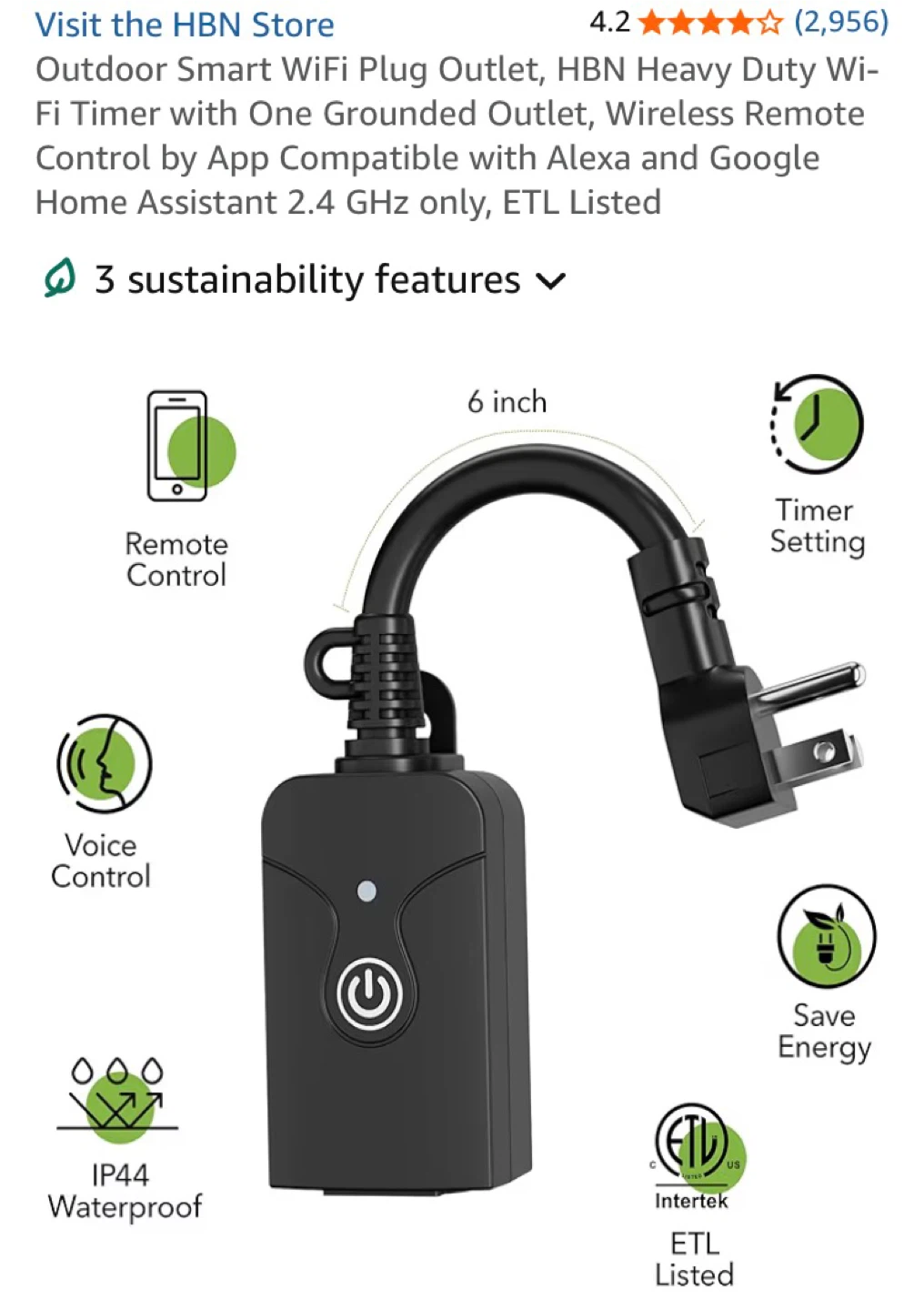 HBN Outdoor Smart WiFi Plug Outlet - photo 2