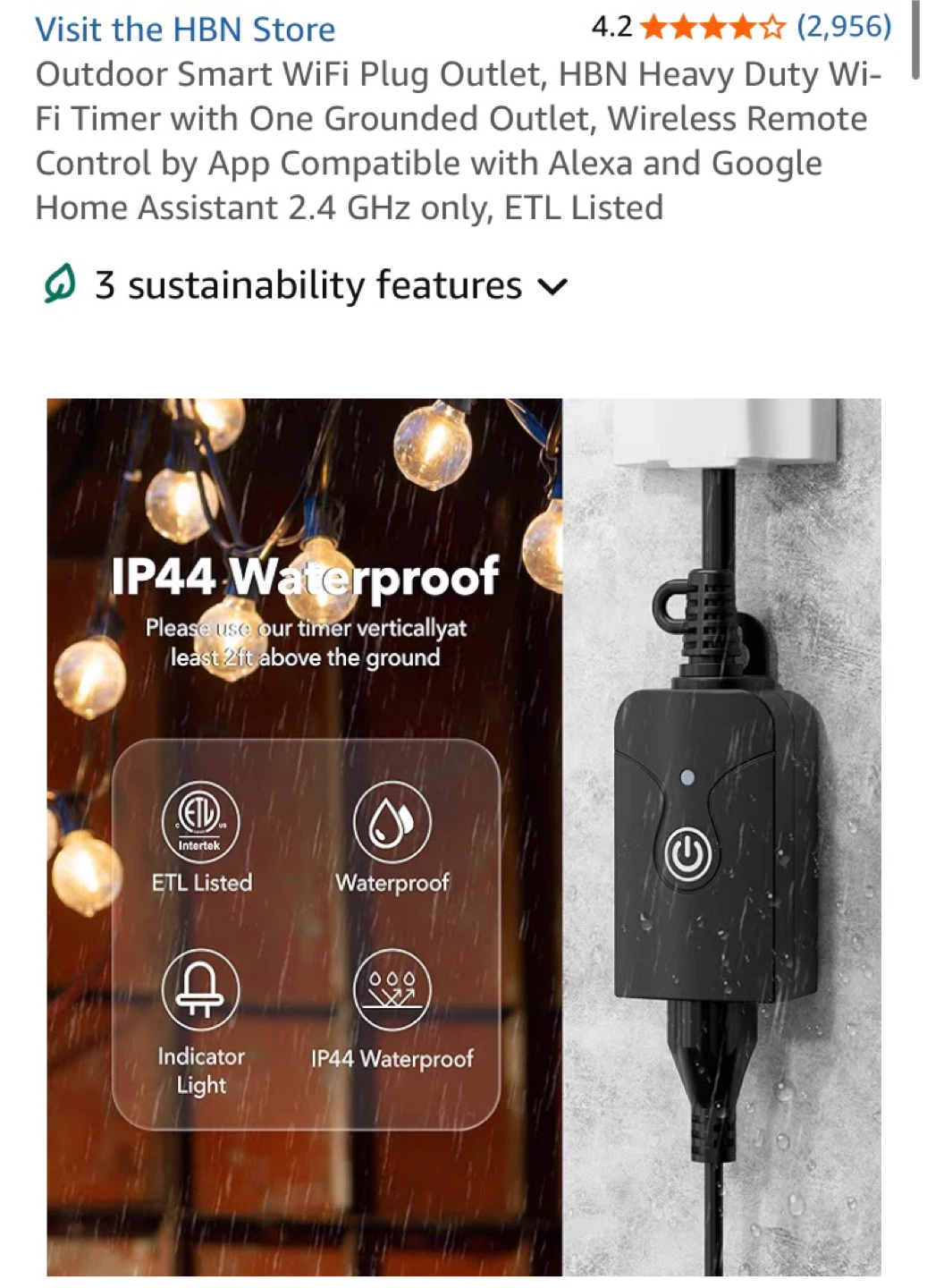 HBN Outdoor Smart WiFi Plug Outlet - photo 3