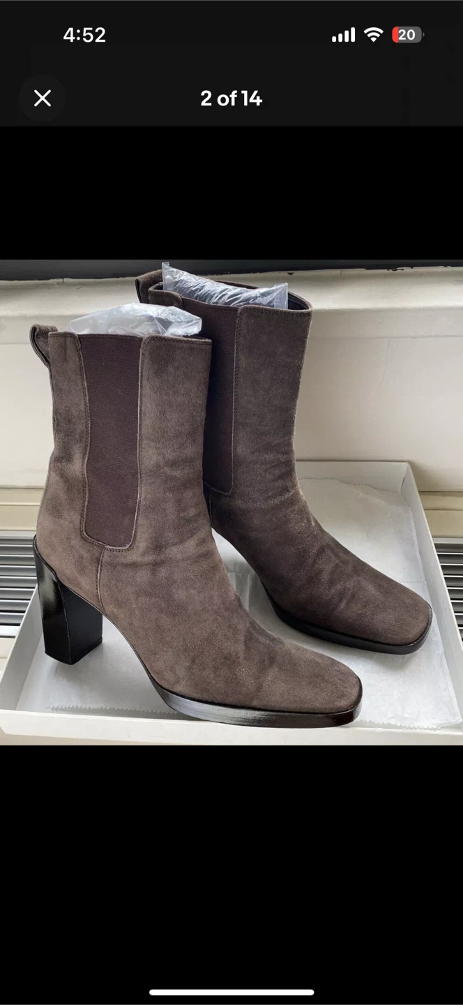 🏆 Gucci Lady’s 7.5 B Suede Square Toe Ankle Boots Block Heel - photo 2