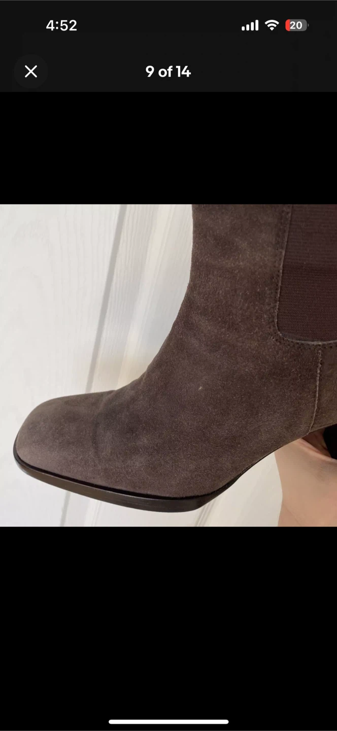 🏆 Gucci Lady’s 7.5 B Suede Square Toe Ankle Boots Block Heel - photo 5