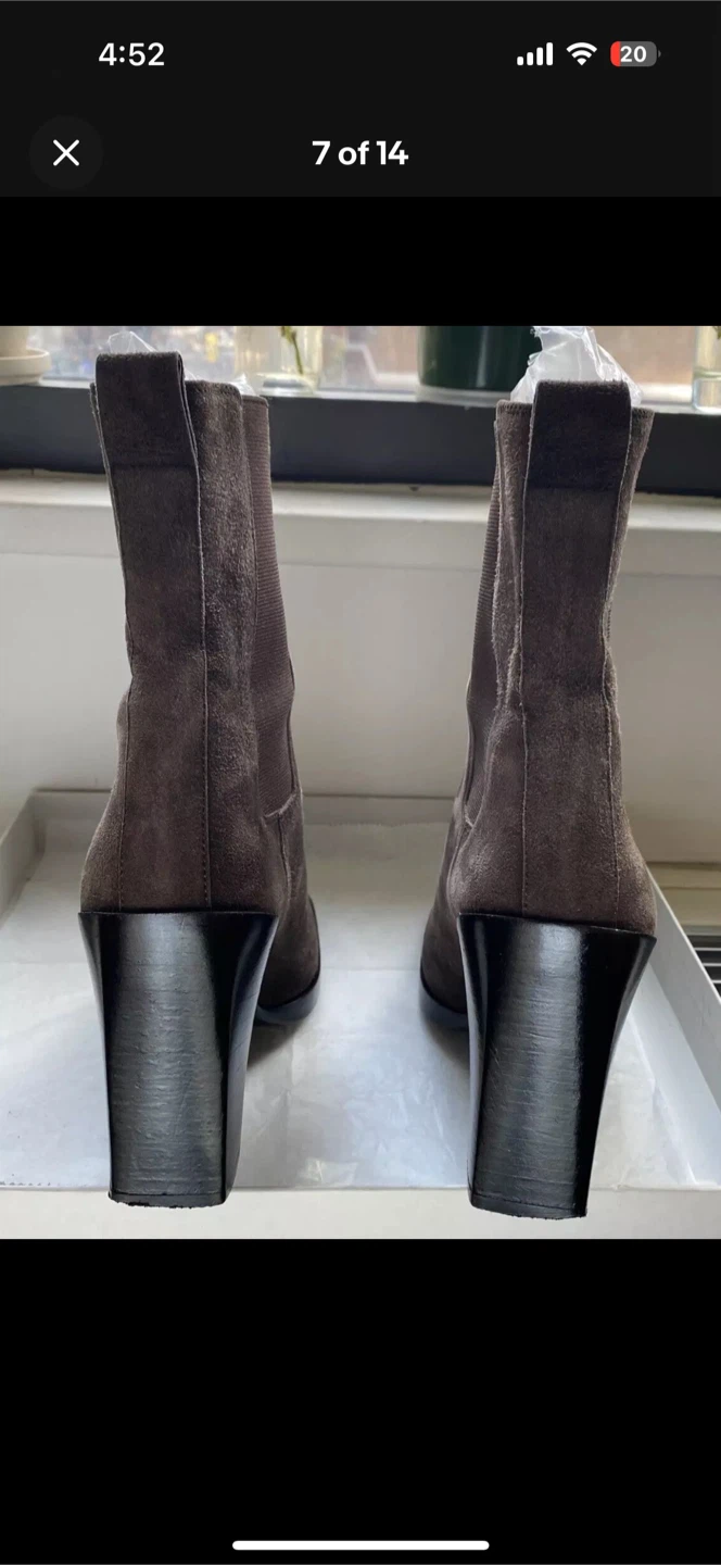 🏆 Gucci Lady’s 7.5 B Suede Square Toe Ankle Boots Block Heel - photo 4