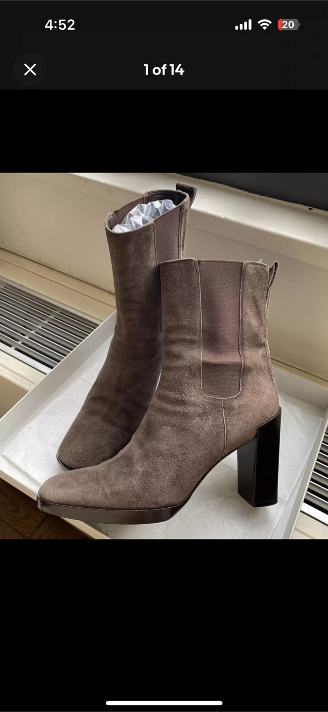 🏆 Gucci Lady’s 7.5 B Suede Square Toe Ankle Boots Block Heel