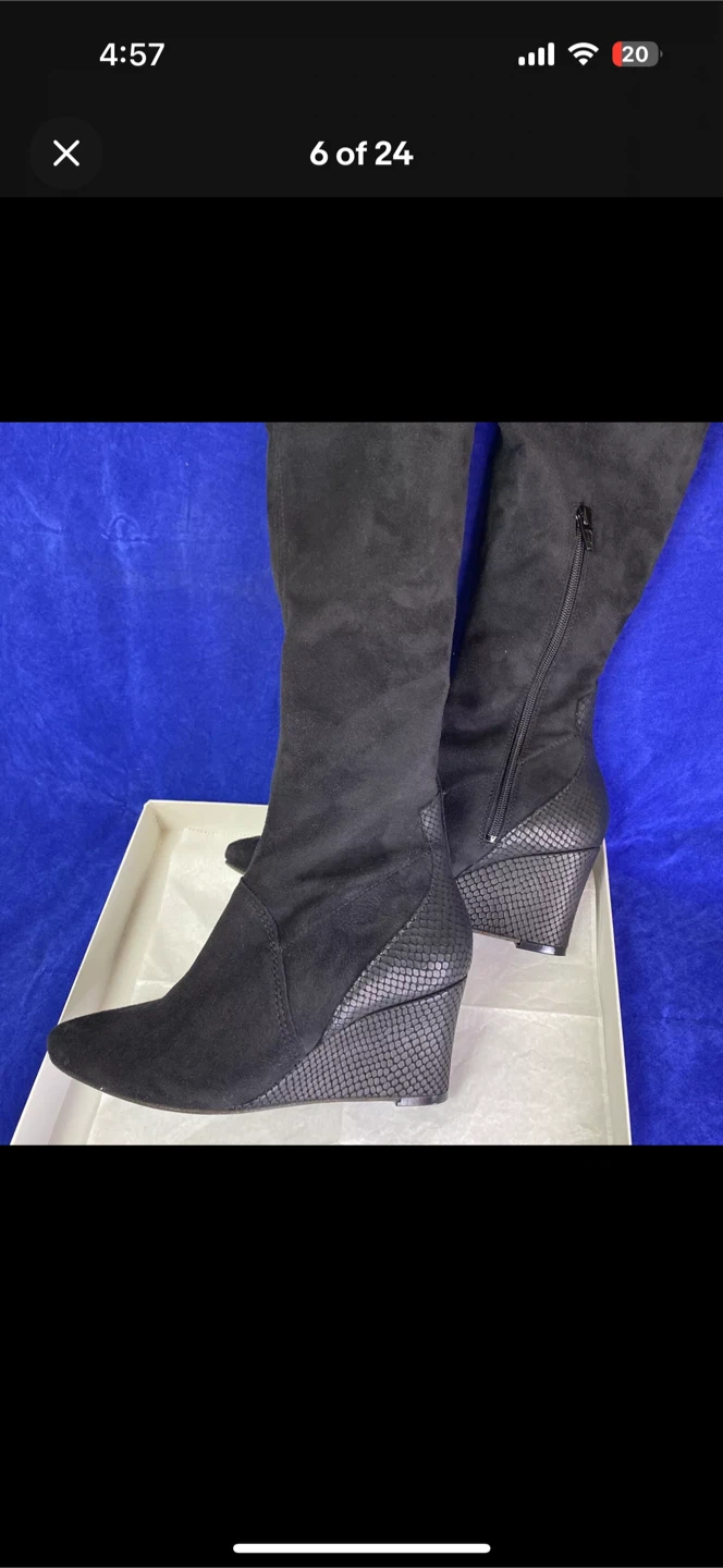 🏆 7.5 FREE PEOPLE HEARTBREAKER Over Knee WEDGE FAUX Suede BOOTS - photo 4