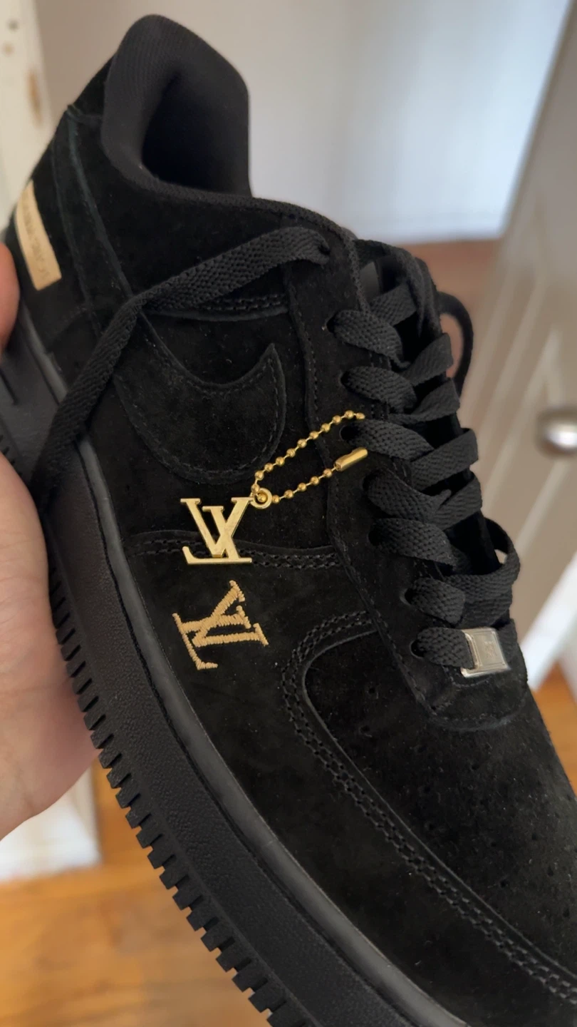 Custom Black Suede Nike Air Force LV🏆🏆