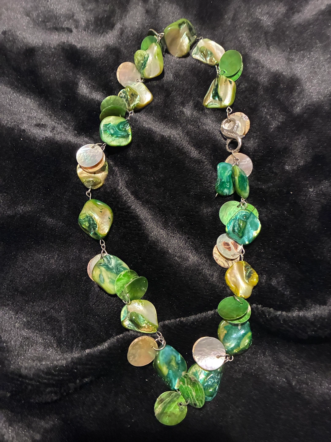 Vintage Lia Sophia Green Shells Necklace