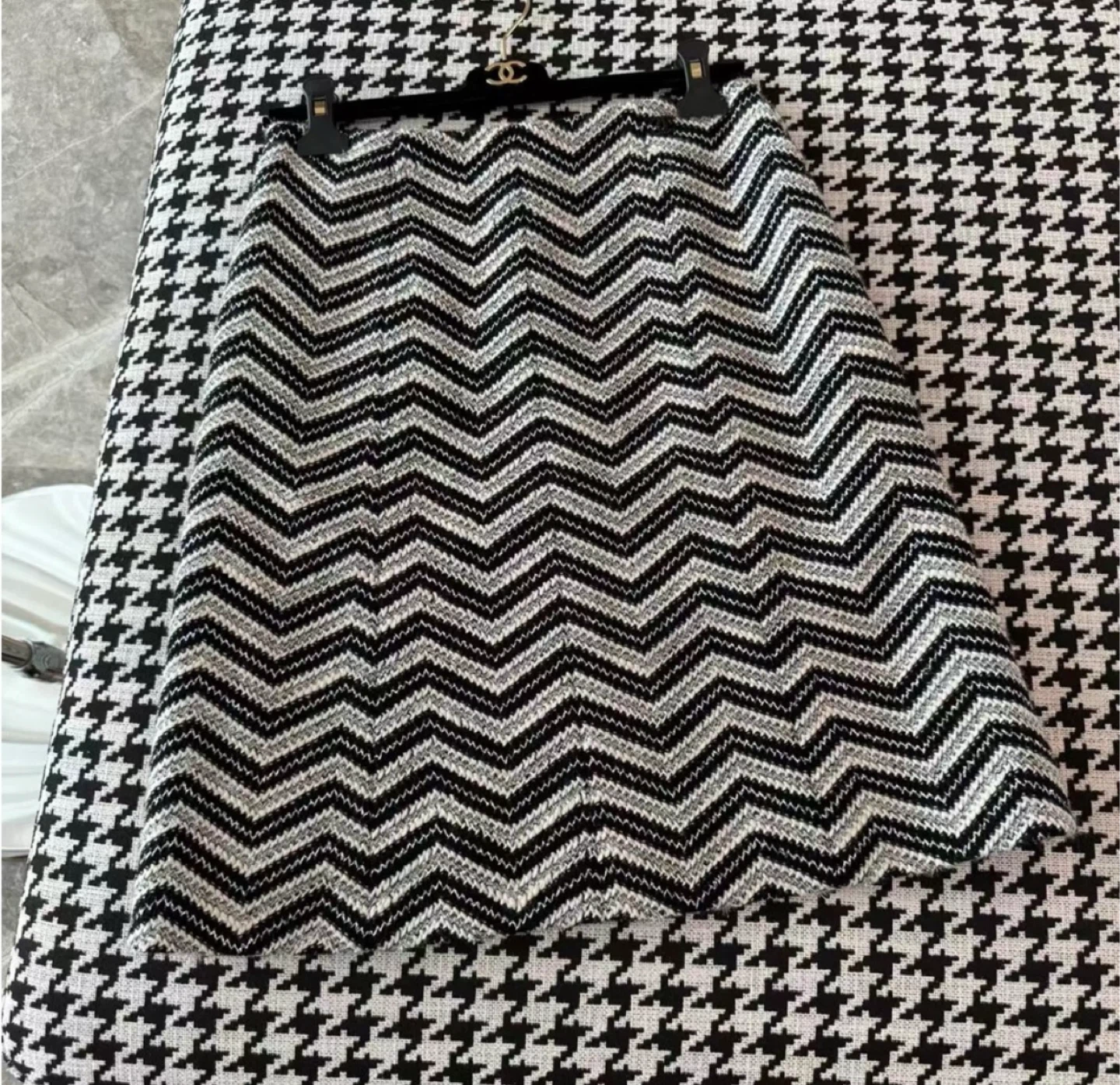 Chanel Chevron Pattern Mini Skirt Size 36