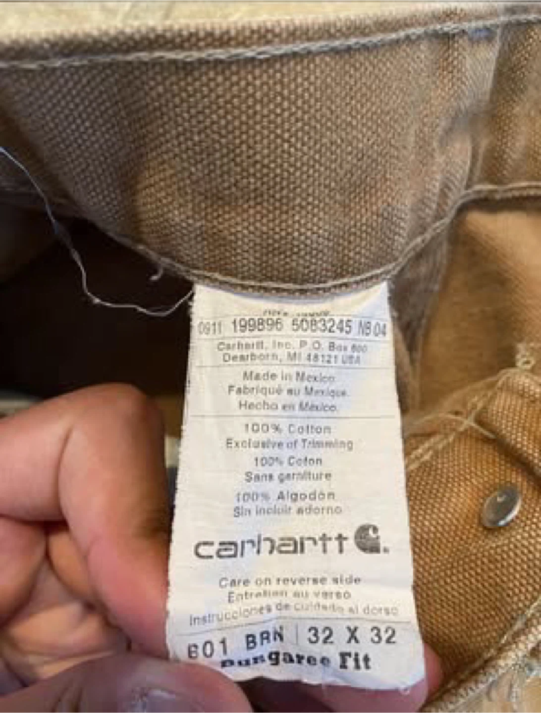 Vintage Carhartt Khaki Dungaree Double Knee Cargo Work Pants - photo 3