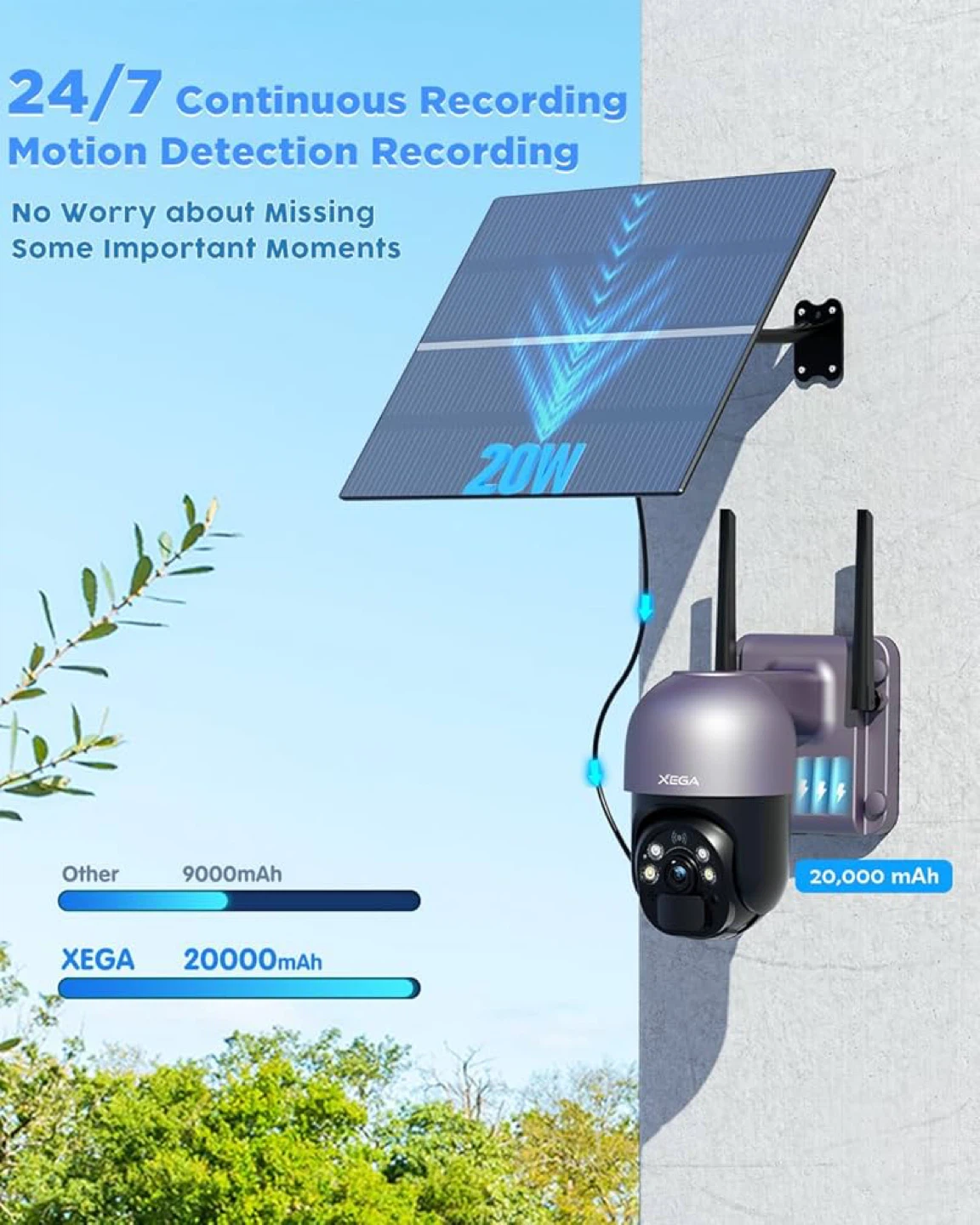 Xega 4G SIM Card Security Camera with Solar Panel - photo 3