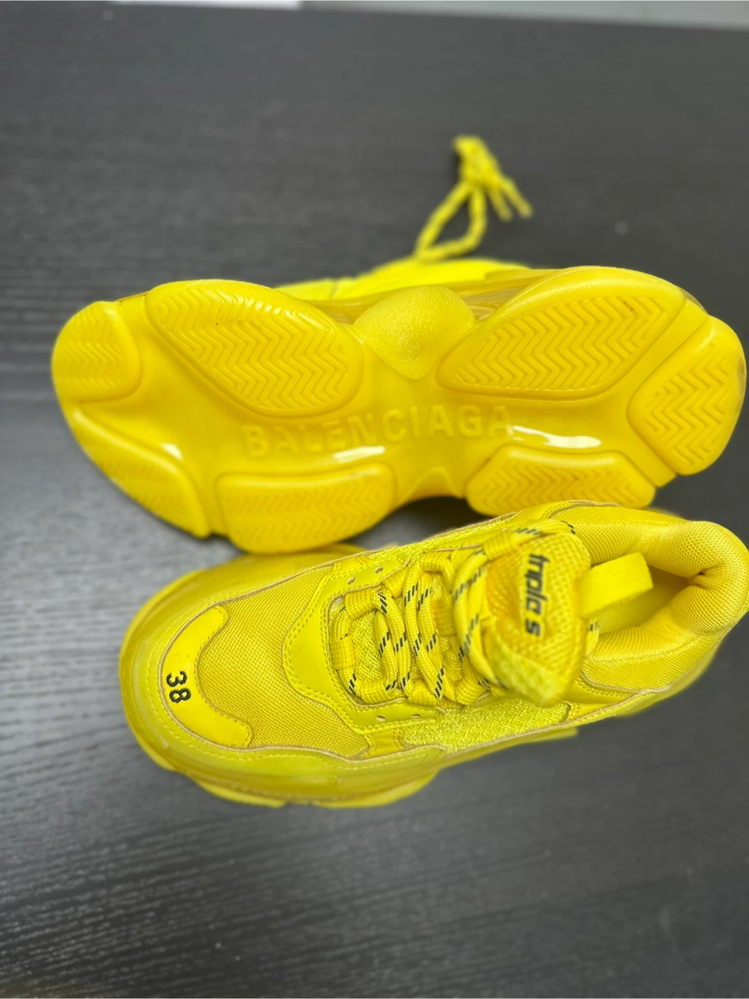 Balenciaga Triple S Yellow Sneakers Size 38 - photo 3
