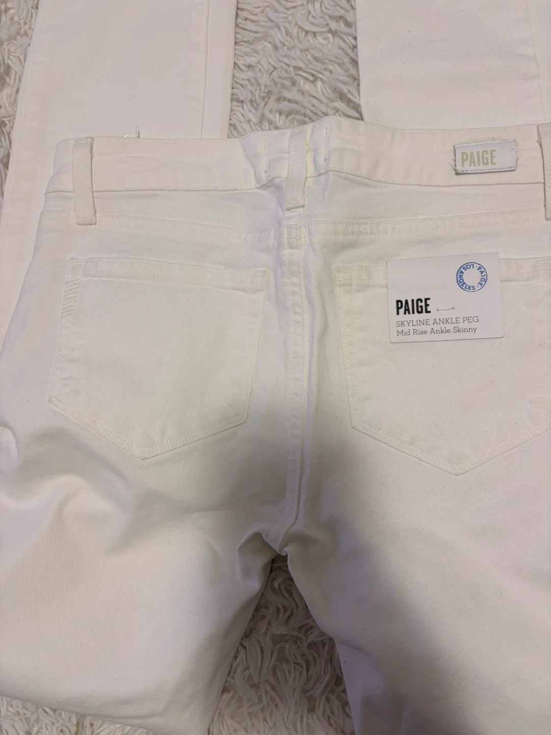 PAIGE Skyline Ankle Peg Mid Rise Ankle Skinny Jeans White