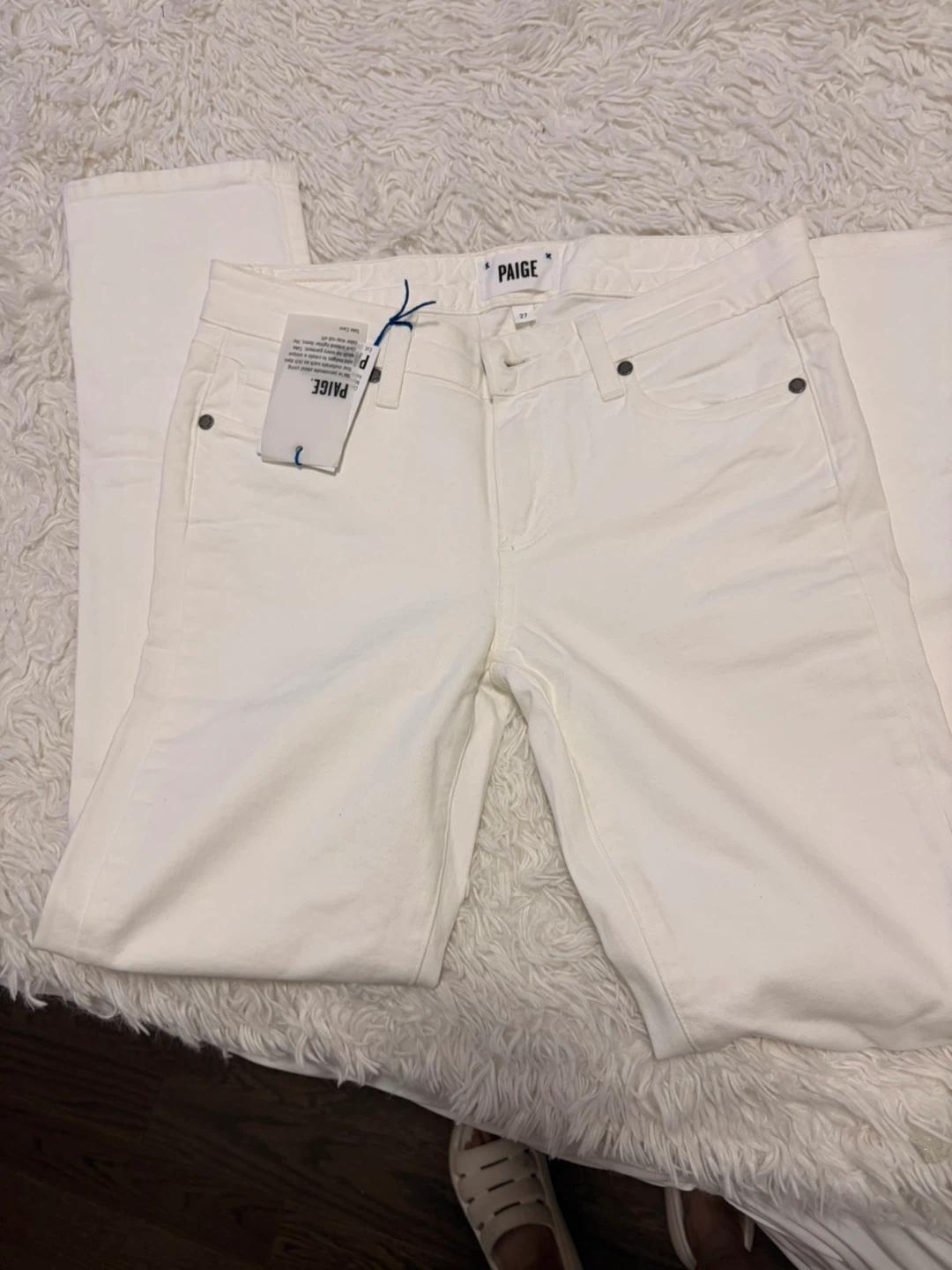 PAIGE Skyline Ankle Peg Mid Rise Ankle Skinny Jeans White - photo 2