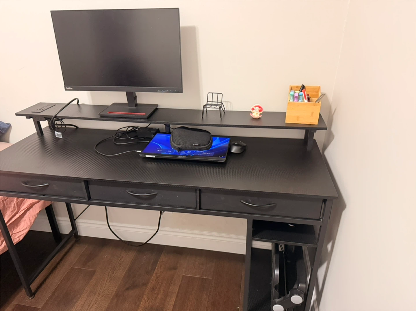 Gamish Desk with Power Outlet with USB Ports