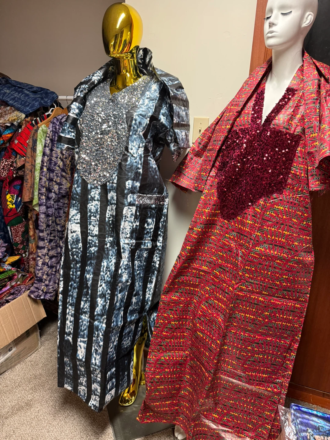 African Print Kaftan Dress with Sequins