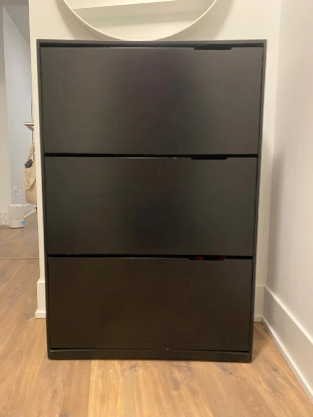 Black 3-Tier Shoe Rack Cabinet