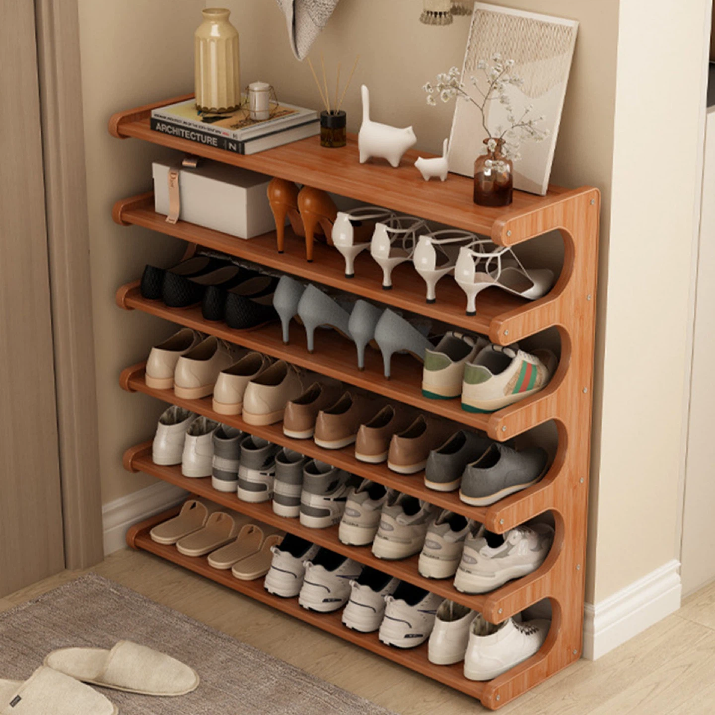 6-Layer Bamboo Shoe Rack - 78cm - photo 2