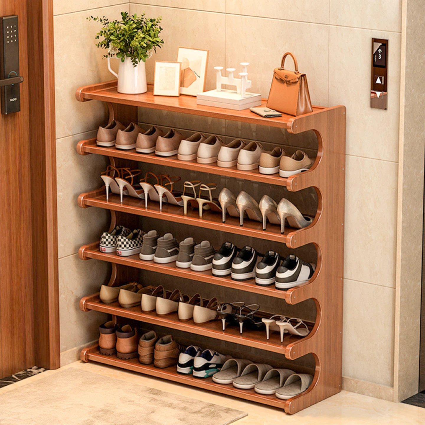 6-Layer Bamboo Shoe Rack - 78cm - photo 4