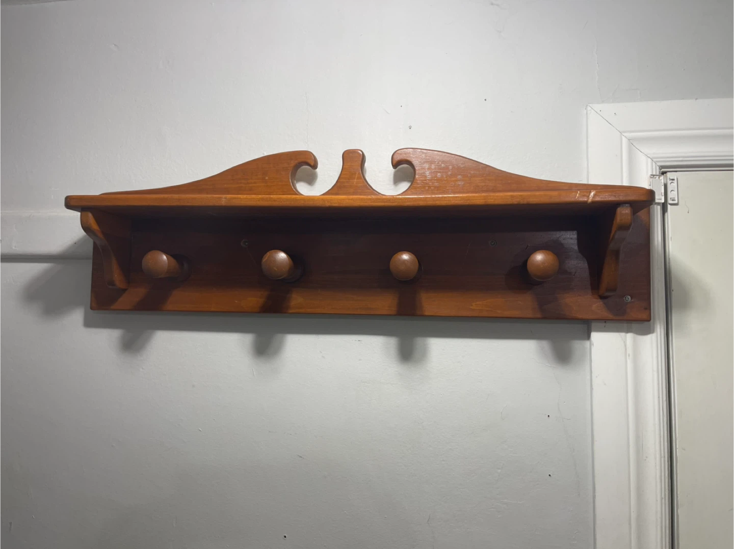 Wooden Shelf with Hooks
